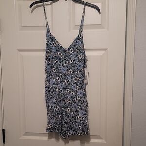 Justify Floral Slip Romper in Blue and Black